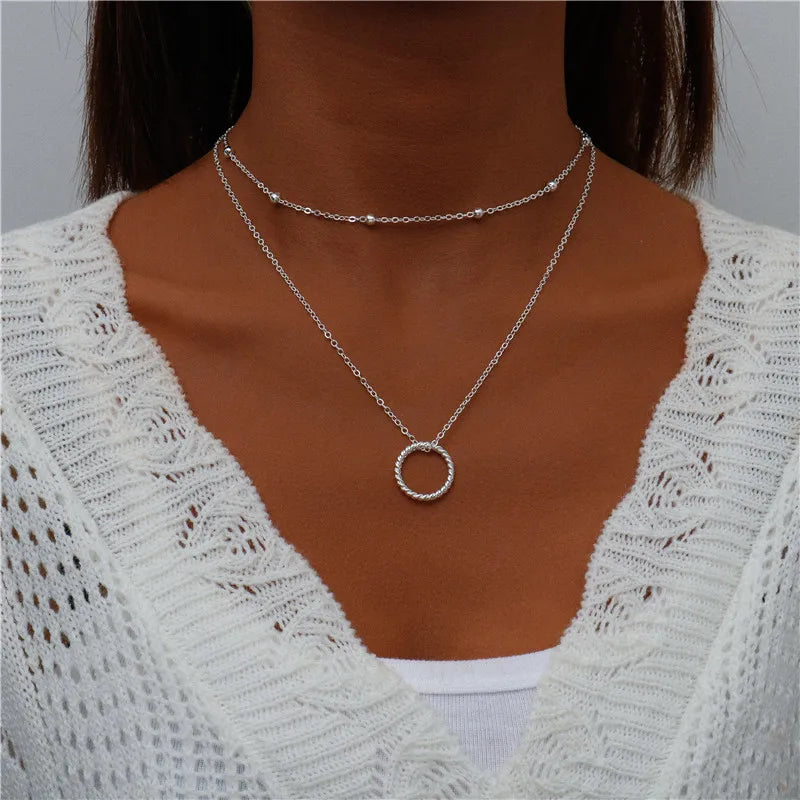 Bohemian Layered Moon Star Necklace
