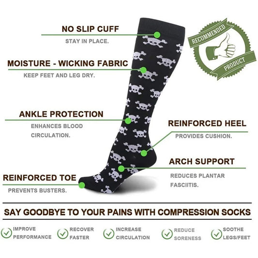 Skull Print Compression Socks