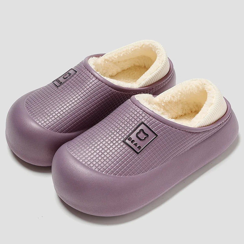 Cute Bear Waterproof Plush Slippers