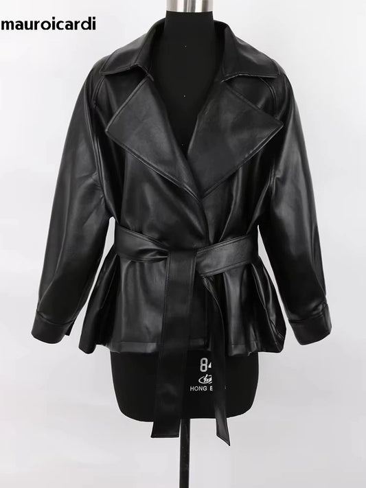 Fitted PU Leather Short Jacket