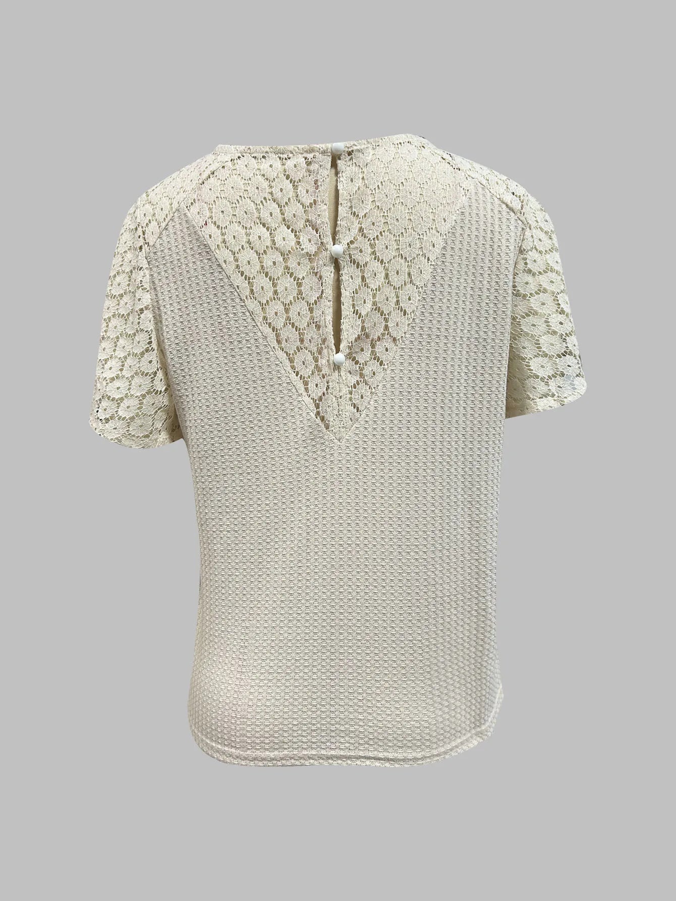 Beach Style Knitted V-Neck Lace Top