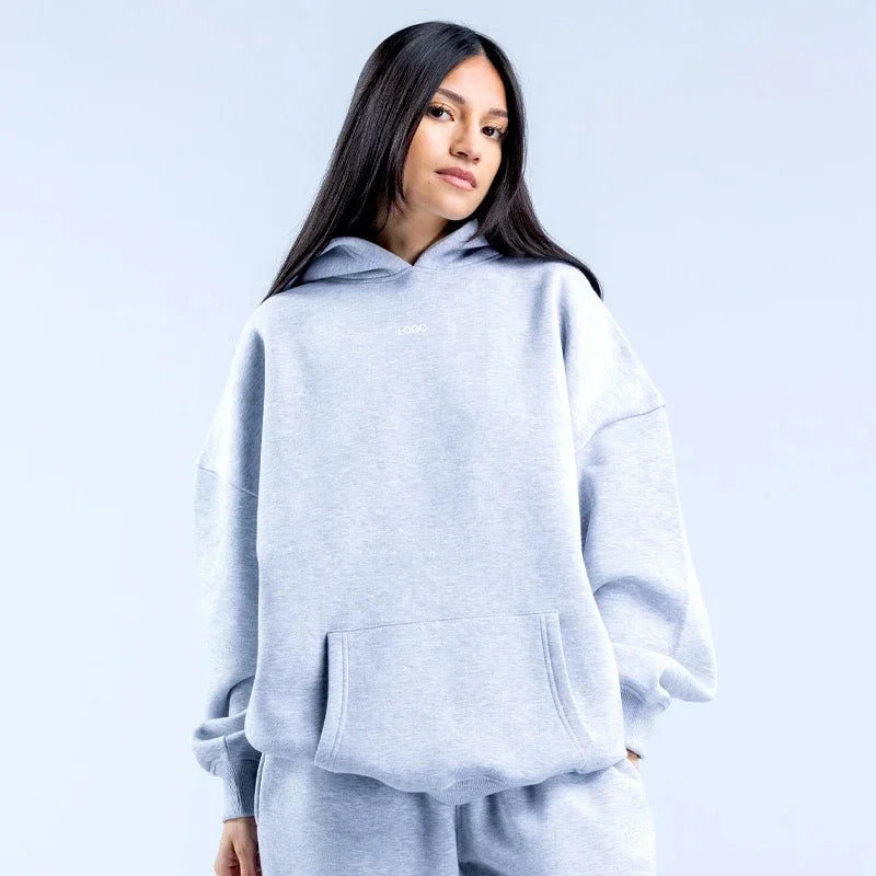 Women's Casual Elastic Sports Pants & Hooded Yoga Hoodie