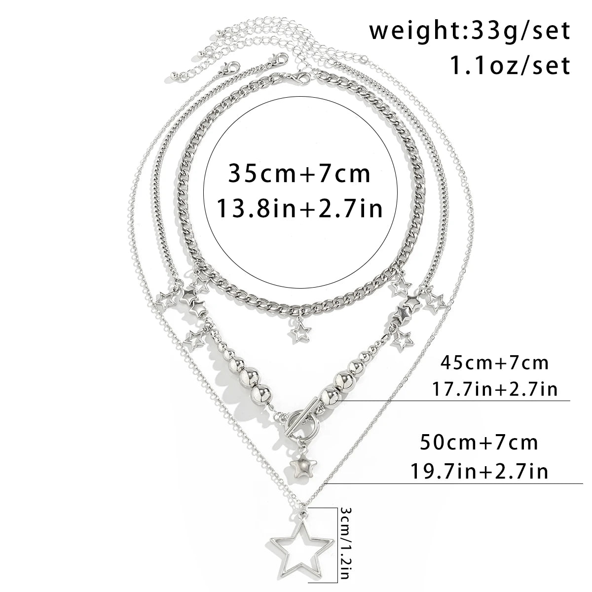 Gothic Chain Star Pendant Necklace