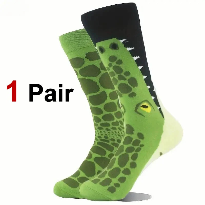 Asymmetrical Crocodile Cotton Socks