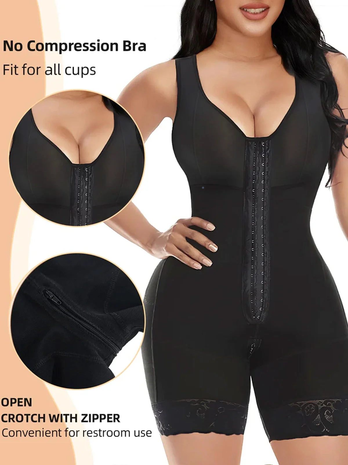 Women’s Post-Surgery Full Body Shaper with Zipper & Butt Lift