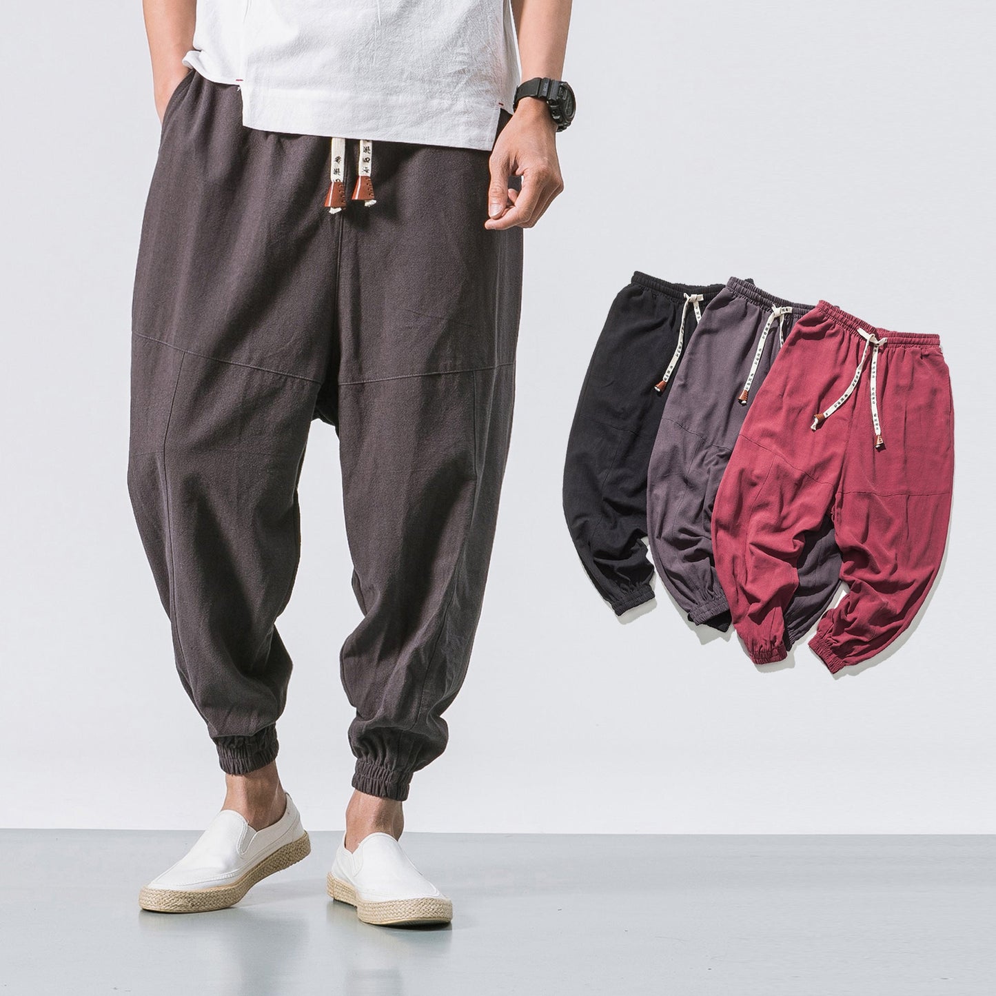 Men’s Hip Hop Jogger Sweatpants – Tapered Fit with Pockets & Drawstring