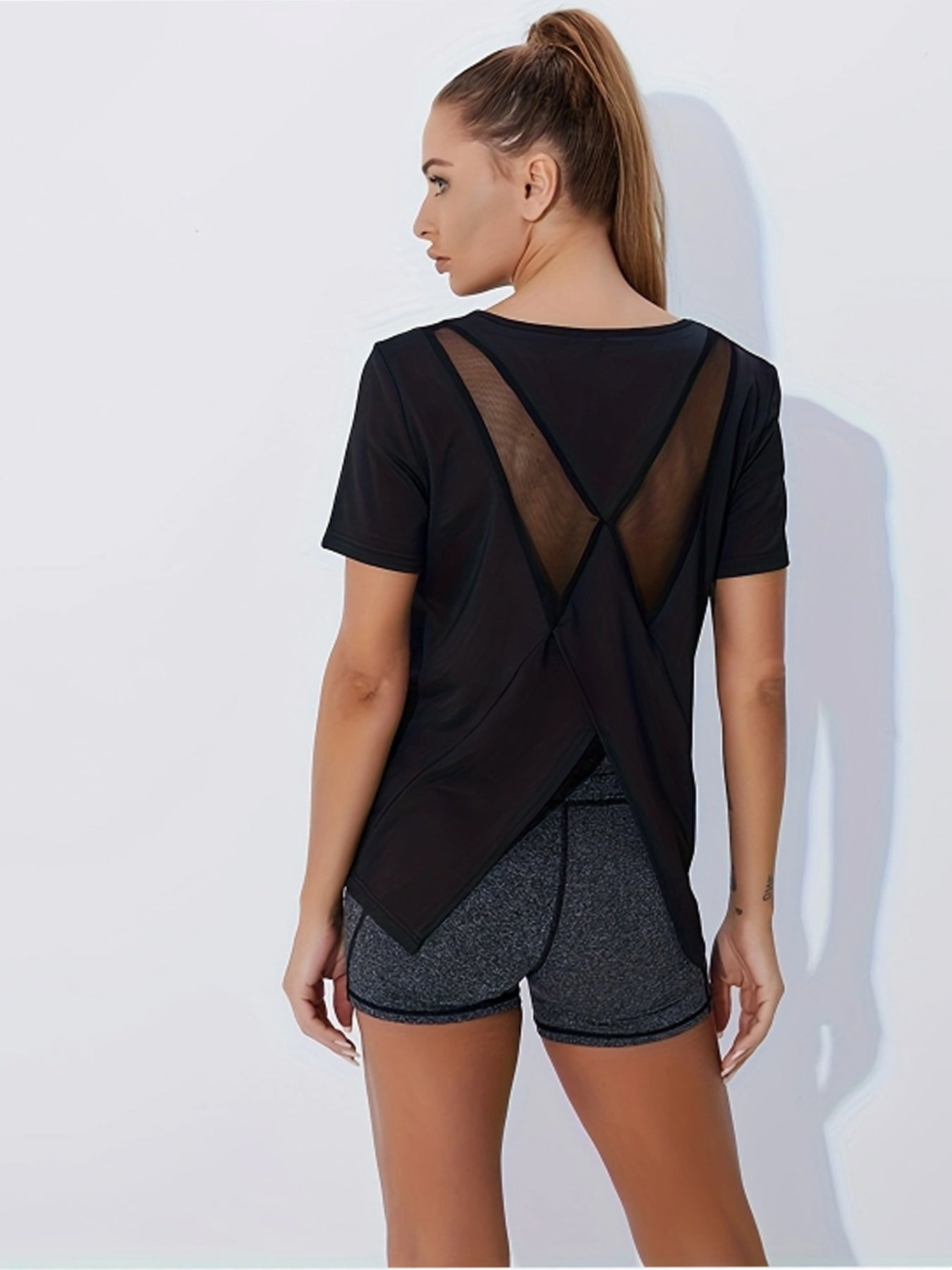 2-Pack Women’s Quick-Dry Seamless Tees Honeycomb Ventilation Yoga Running Gym