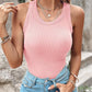 Round Neck Built-in Bra Ribbed Tank Top