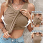 Round Neck Built-in Bra Ribbed Tank Top