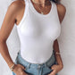 Round Neck Built-in Bra Ribbed Tank Top