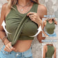 Round Neck Built-in Bra Ribbed Tank Top