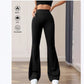 Solid Color Casual Women's High Waist Yoga Bootcut Trousers
