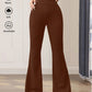 Solid Color Casual Women's High Waist Yoga Bootcut Trousers