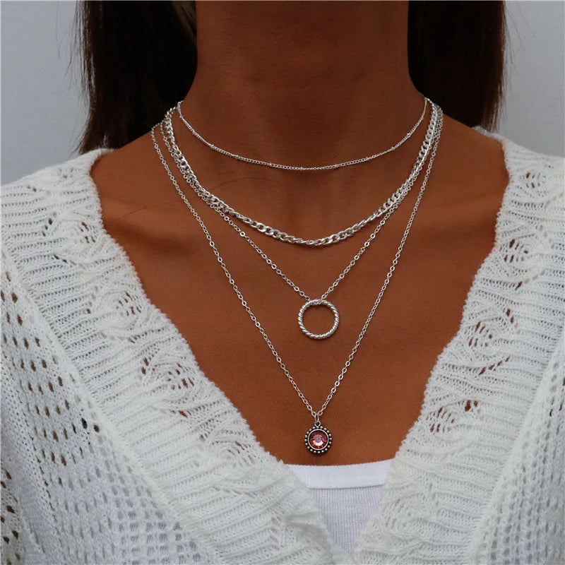 Bohemian Layered Moon Star Necklace