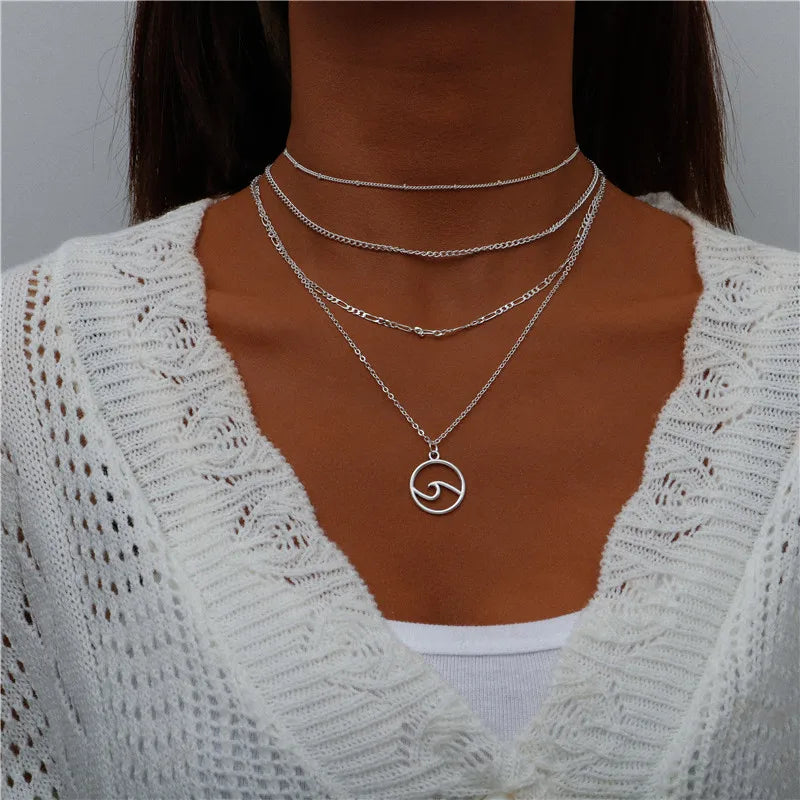 Bohemian Layered Moon Star Necklace