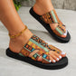 Ethnic Platform Open Toe Slippers.
