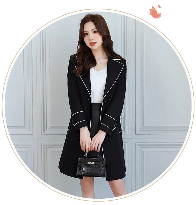 2025 New Suit Collar Trench Coat Spring And Autumn Fashionable Mid Length Jacket Female Double Layered Outwear White Windbreaker