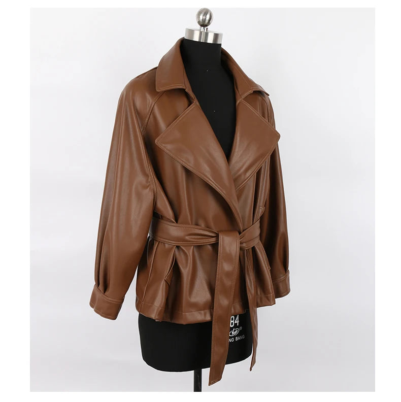 Fitted PU Leather Short Jacket