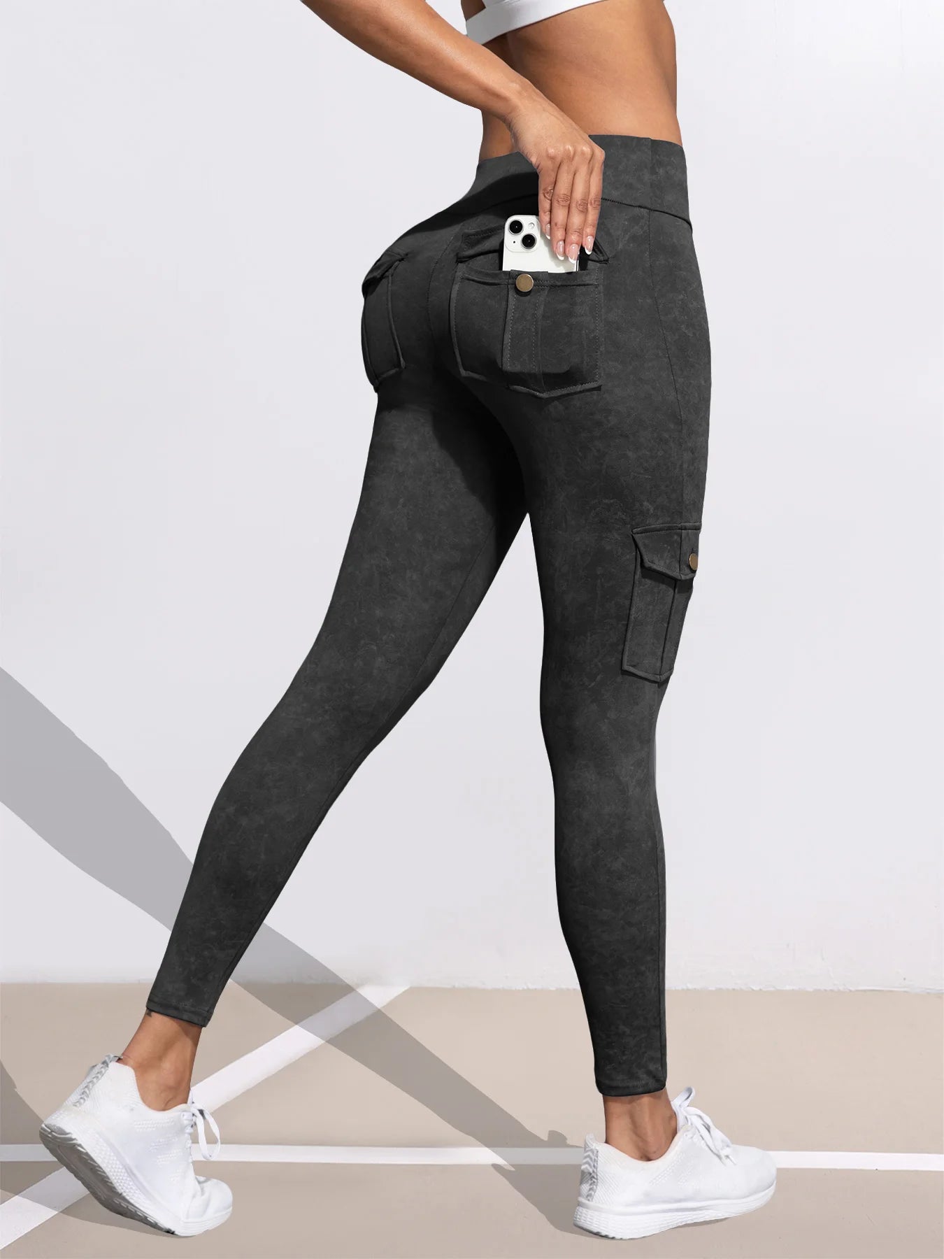 Washed Print Pocket Butt Lift Leggings