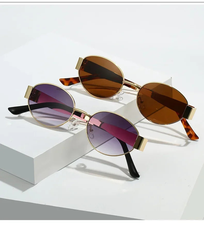 Luxury Metal Oval Sunglasses