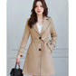2025 New Suit Collar Trench Coat Spring And Autumn Fashionable Mid Length Jacket Female Double Layered Outwear White Windbreaker