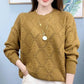 Fashionable Solid Color Knitted Top, Round Neck, Loose-Fit Long Sleeve