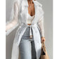 Sheer Thin Lightweight Windbreaker Women Sunscreen Clothes Lapel Single Breasted Long Coat With Belt Large Size Jackets Trench