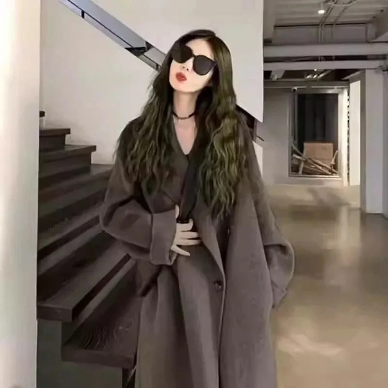 Pink Double-Sided Fleece-Lined Wool Coat