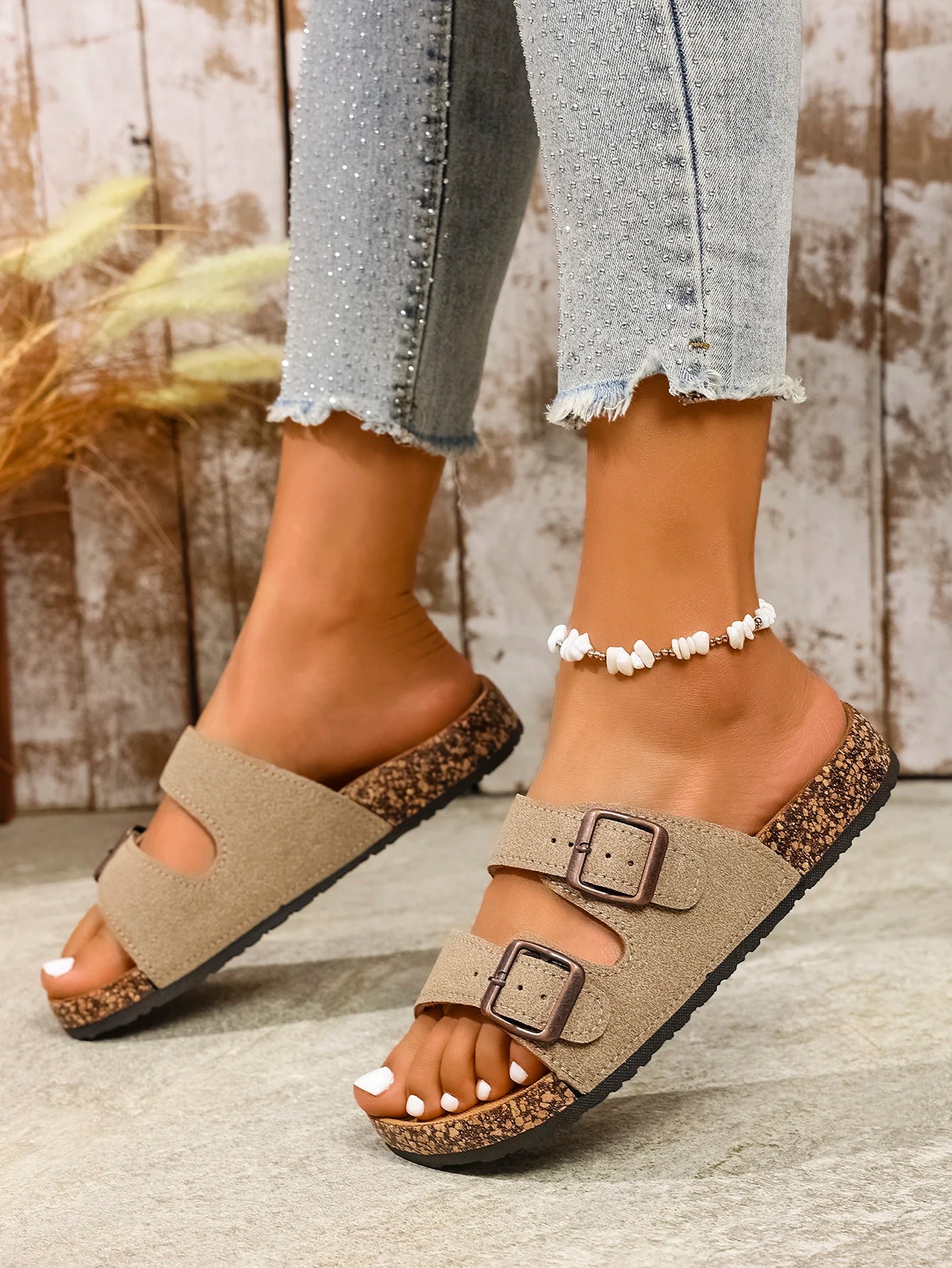 Vintage Double Strap Slip-On Mules
