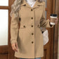 Plus-size Elegant Woolen Coat for Autumn and Winter - Lapel, Button Detail, Slim-Fitting