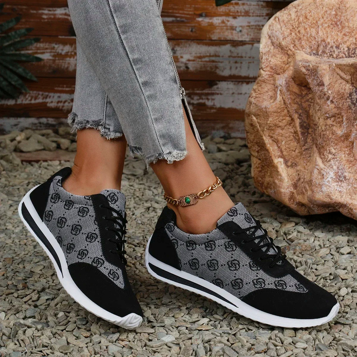 Breathable Cross Strap Sneakers