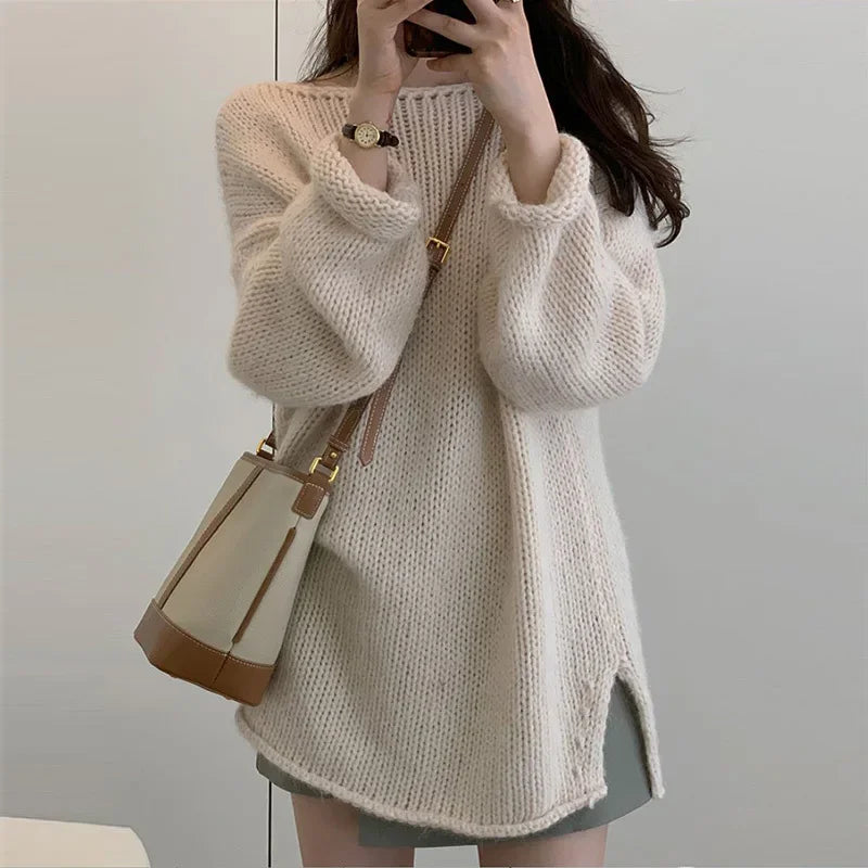 Korean Style Idle Knitted Sweater Slimming Long Sleeve Loose Fit