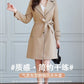2025 New Suit Collar Trench Coat Spring And Autumn Fashionable Mid Length Jacket Female Double Layered Outwear White Windbreaker