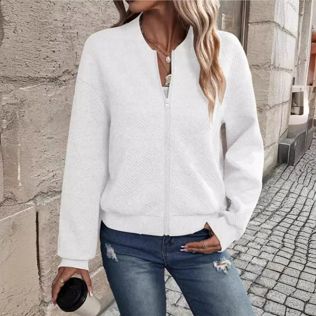 Solid Color Zipper Fashion Jacket