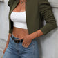 European and American fashion versatile long sleeved short cardigan casual suit jacket top
