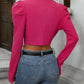 European and American fashion versatile long sleeved short cardigan casual suit jacket top