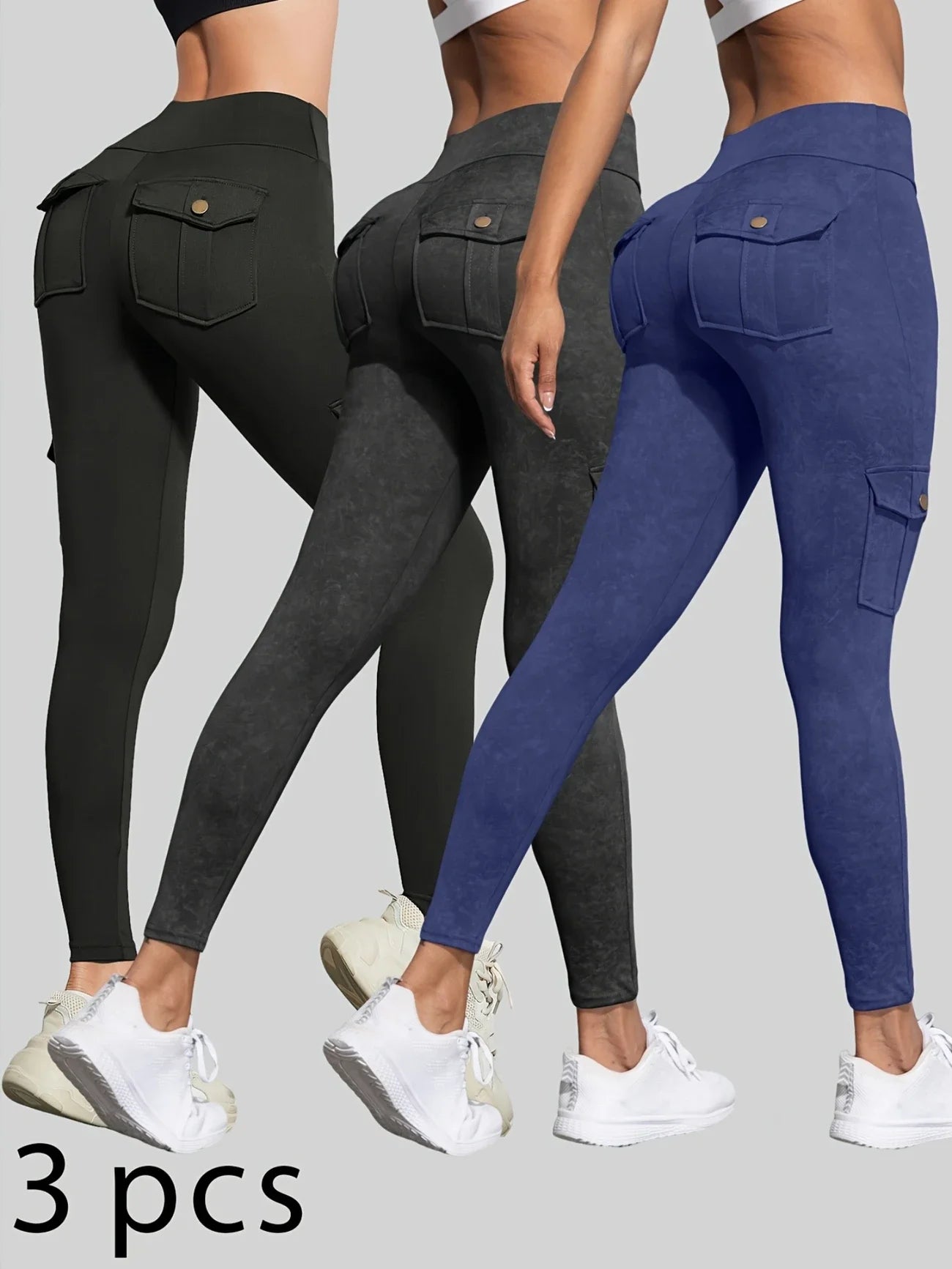 Washed Print Pocket Butt Lift Leggings