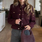 Women's Soft Tweed Bomber Jacket, Loose Wool Coat