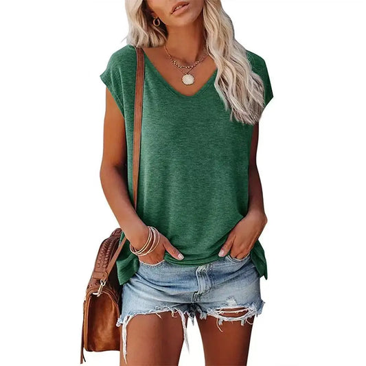 Casual Batwing Sleeve V-Neck Tee