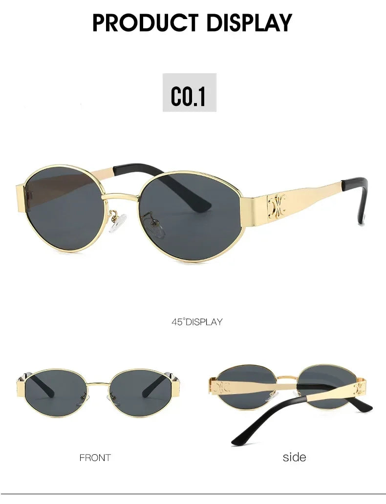 Luxury Metal Oval Sunglasses