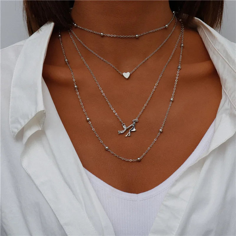 Bohemian Layered Moon Star Necklace