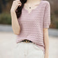 100% Cotton V-Neck Knit Tee