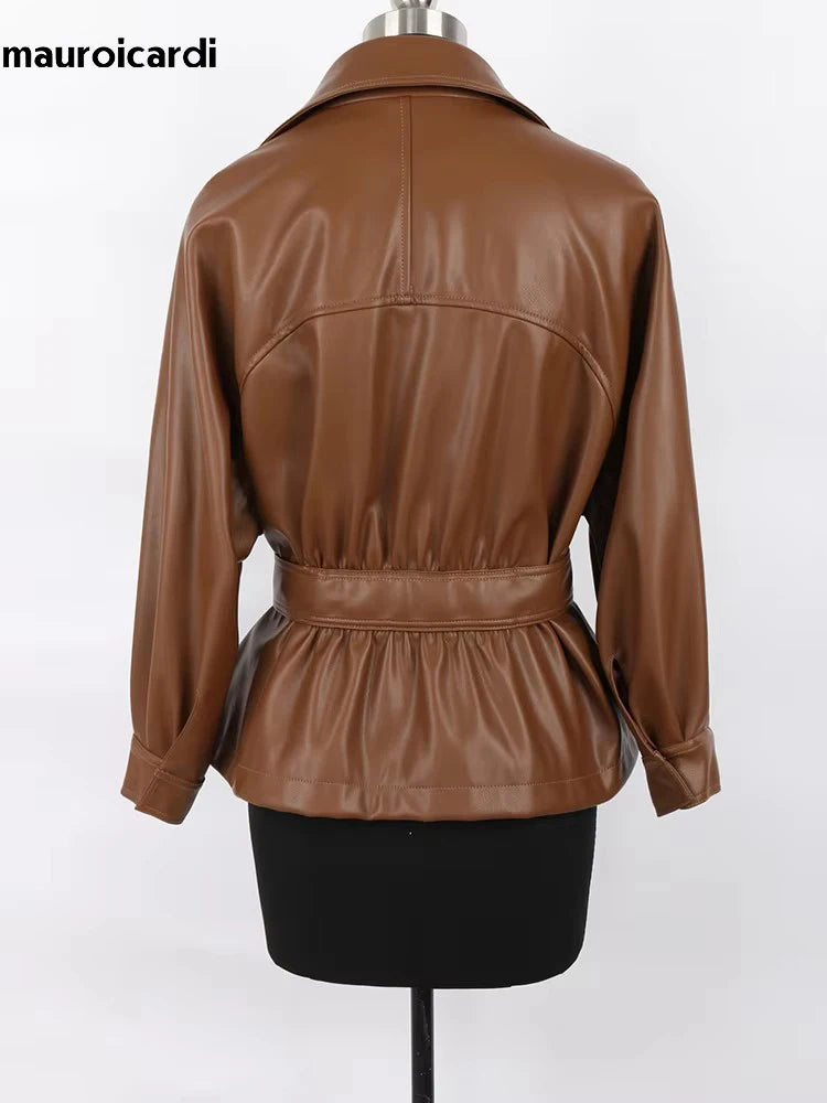Fitted PU Leather Short Jacket