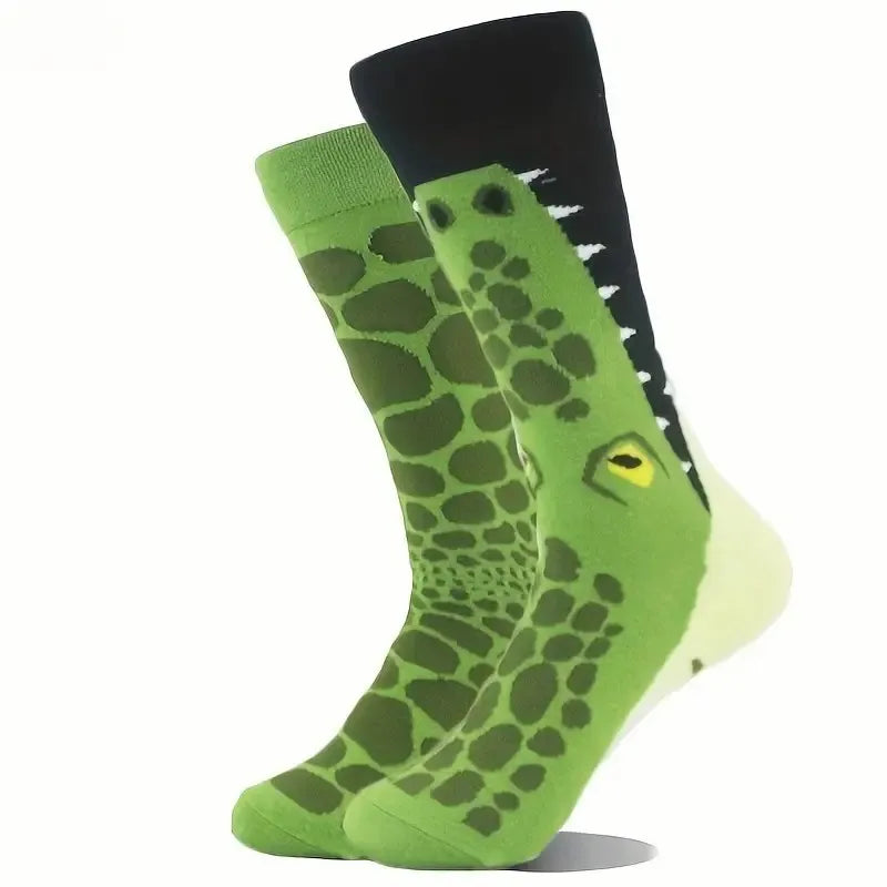 Asymmetrical Crocodile Cotton Socks