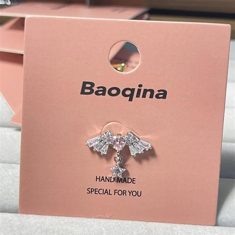 Pink Heart Wings Piercing Earring