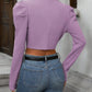 European and American fashion versatile long sleeved short cardigan casual suit jacket top