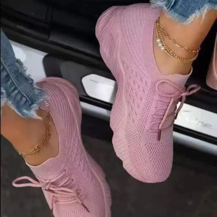 Breathable Lace-Up Sock Sneakers
