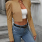 European and American fashion versatile long sleeved short cardigan casual suit jacket top
