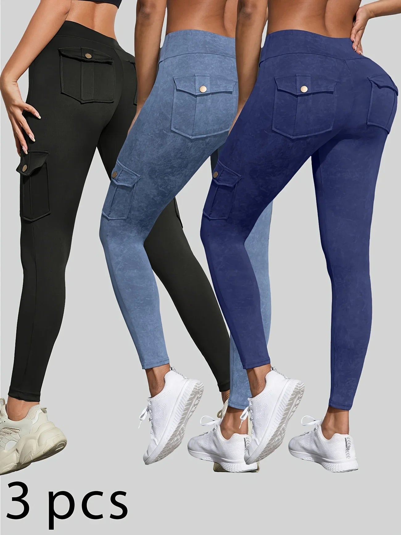 Washed Print Pocket Butt Lift Leggings