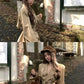 Kaki Color British Style Women's Short Coat Waist Cinched Outerwear Spring Fashion Polyester Fiber Long Sleeve Buttoned Jacket
